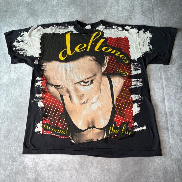 Stedman Super Hi-Cru Other - Deftones Around the Fur  Graphic T-Shirt XL Single Stitch Modern Reprint Black